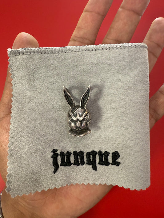 .925 Sterling silver crazy bunny pendant