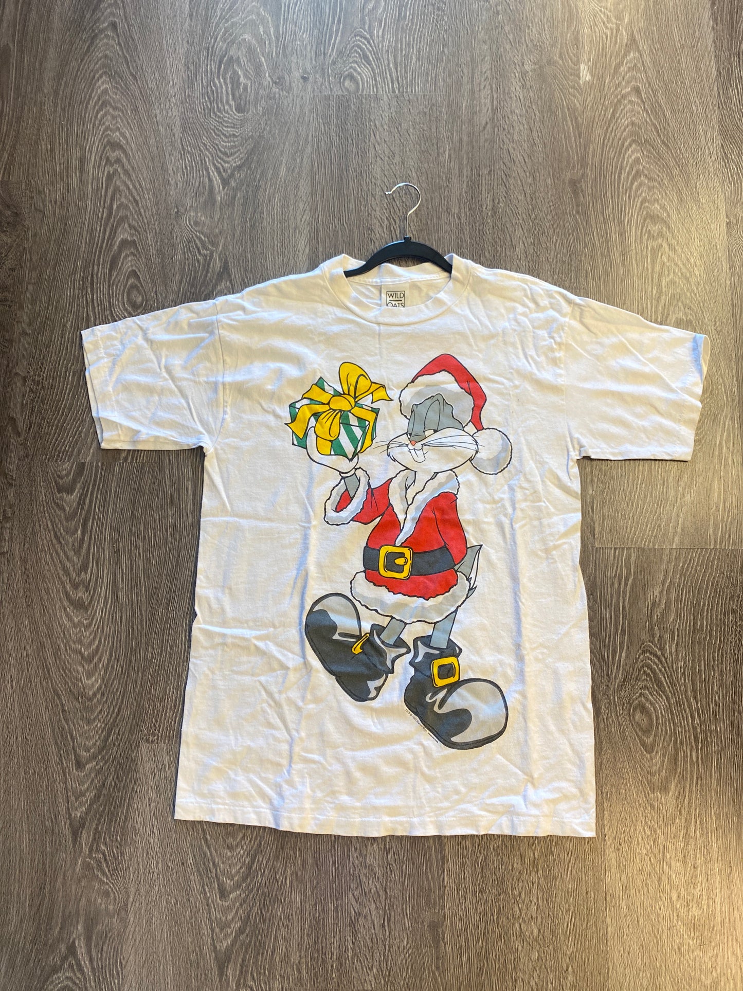 Vintage Y2K Bugs Bunny Santa Claus Christmas T-Shirt White Sz XL