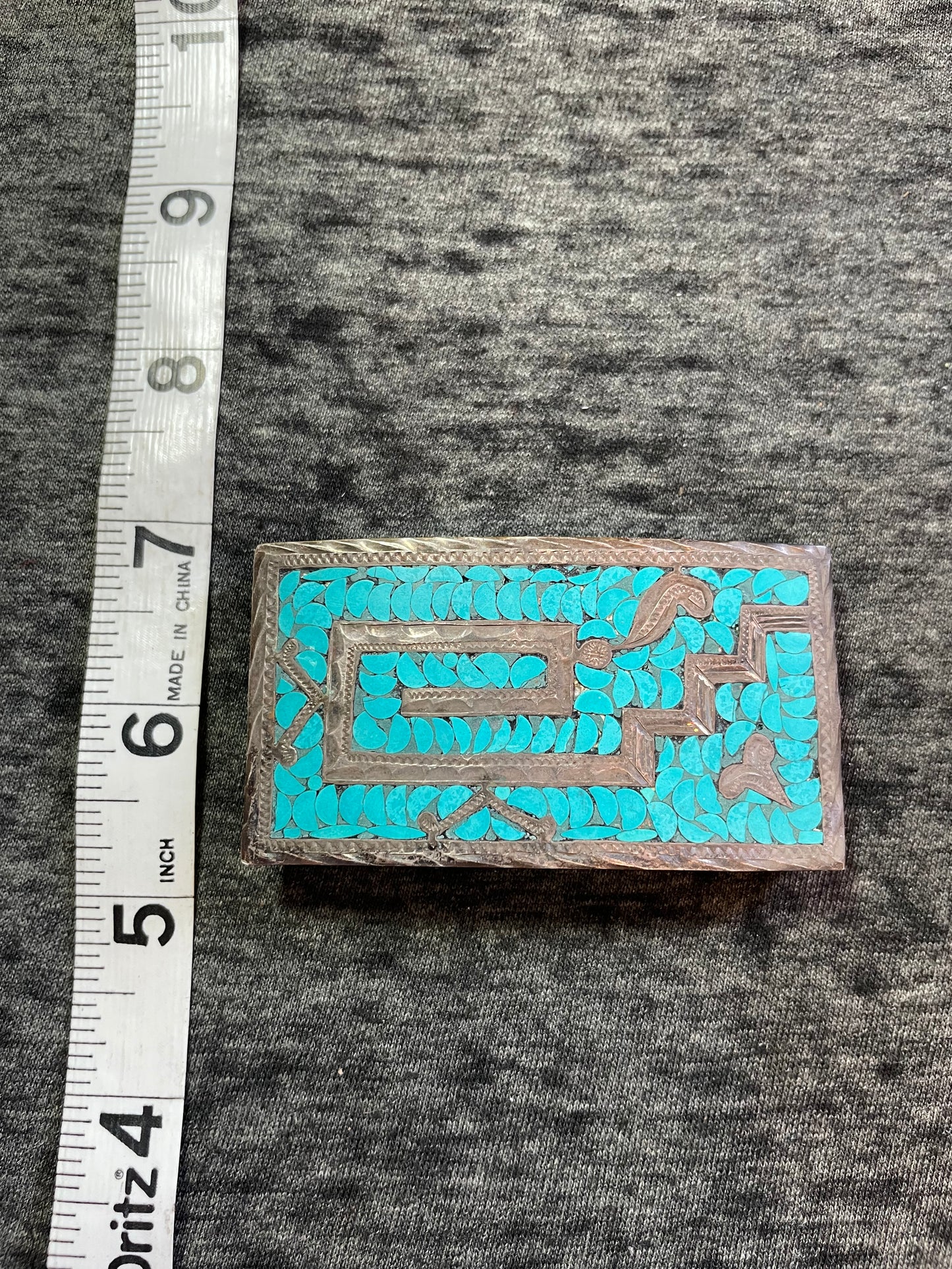 .925 sterling silver turquoise belt buckle