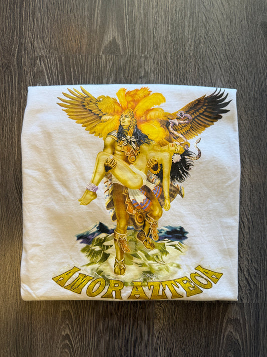 Vintage Mexican Virgencita “amor azteca” shirt sz. XL