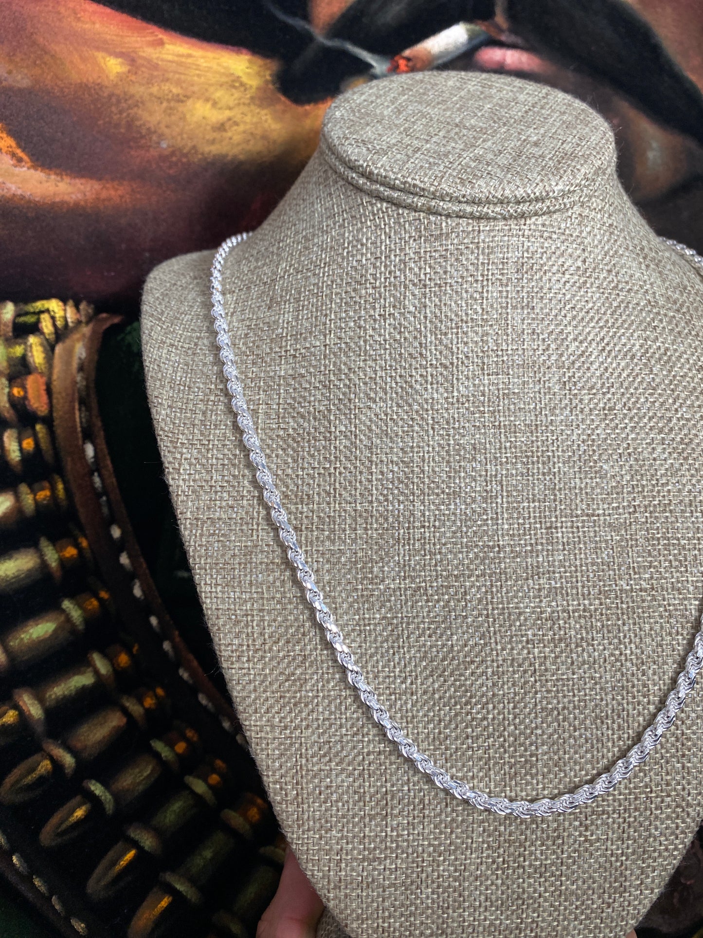 .925 Sterling Silver Solid Rope Chain 24”