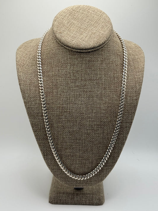 .925 Sterling Silver Solid Cuban Link Chain 24”
