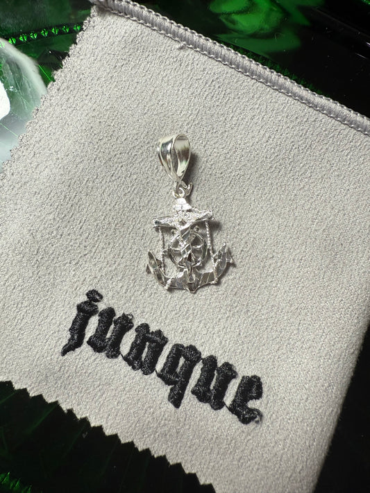 .925 Sterling silver small Jesus on anchor pendant