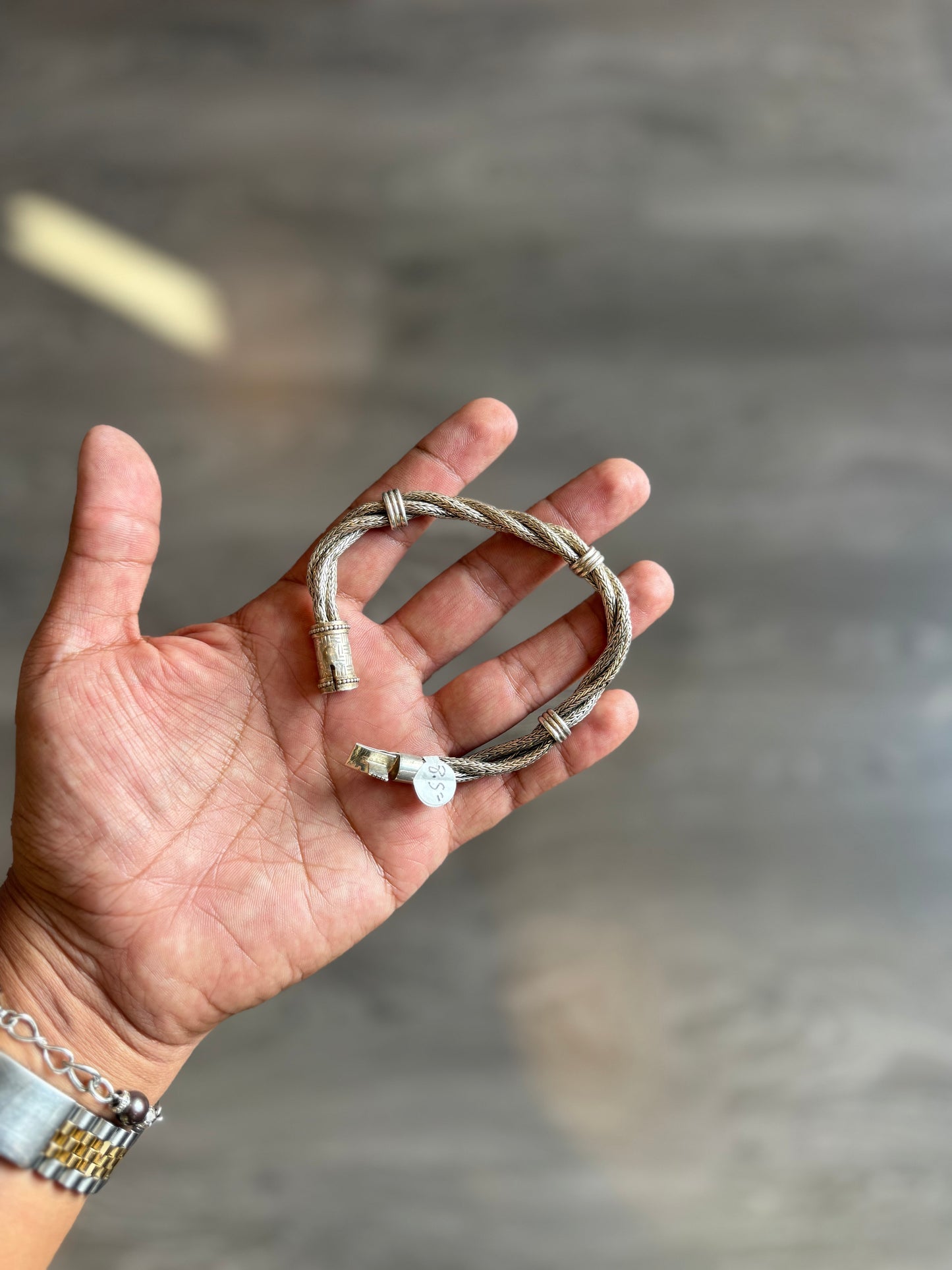 .925 Sterling silver solid twisted bar bracelet 8.5”