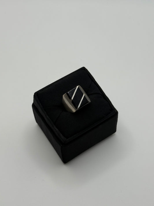 .925 Sterling Silver Black Onyx Signet Ring Sz 12