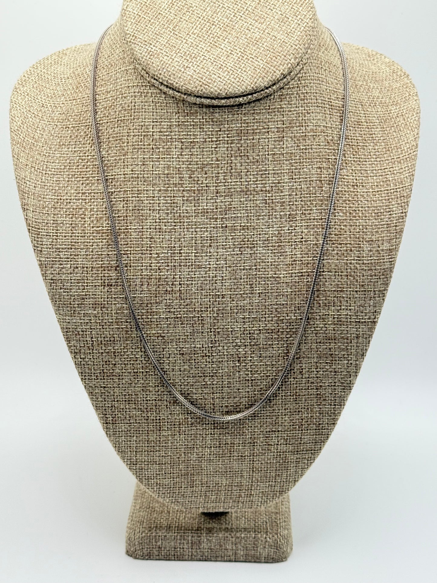 .925 Sterling Silver Herringbone Chain Necklace 23”