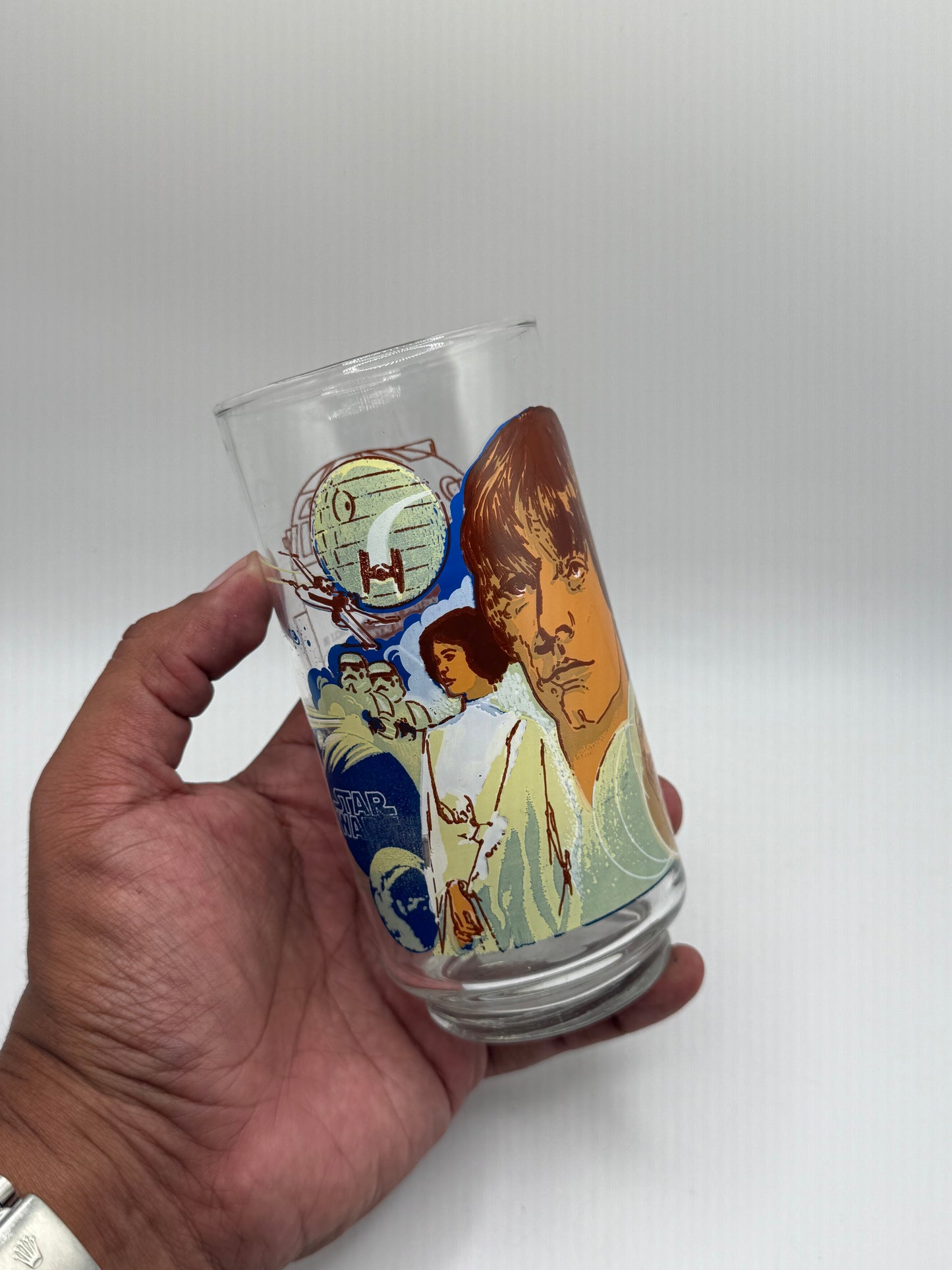 Vintage Luke and Princess Leah 1977 Glass Cup Burger King Collectors Edition