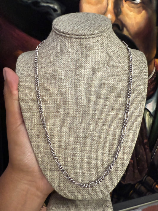 .925 Sterling Silver Figaro Link Chain 24”