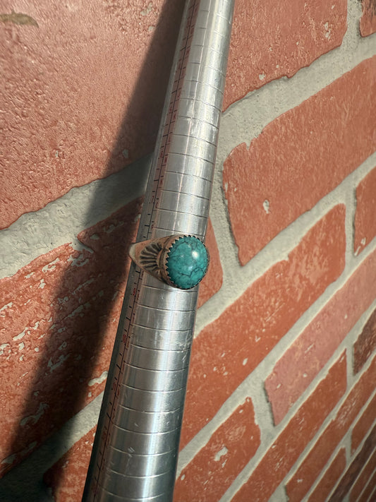 .925 Sterling silver turquoise ring CZ 8”