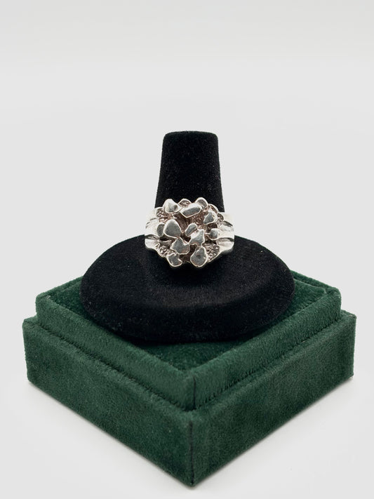 .925 Sterling Silver Heavy Nugget Ring Sz. 8