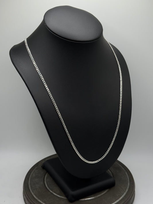 .925 Sterling Silver Curb Link Chain Necklace – Classic Style 24”