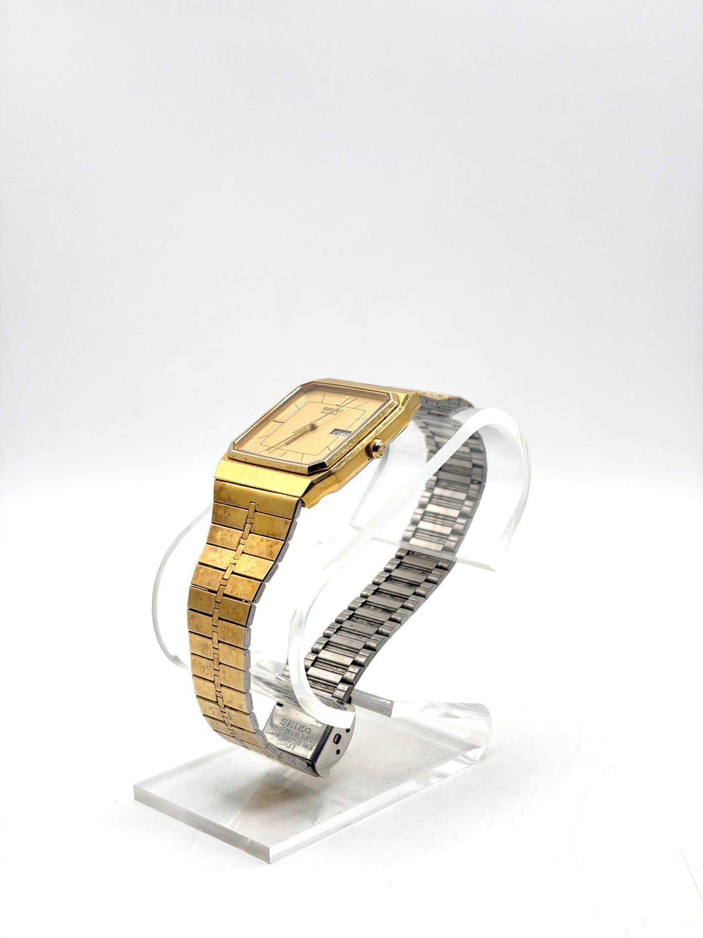 Seiko Quartz Gold Tone Square Day-Date Men’s Dress Watch