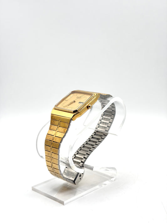 Seiko Quartz Gold Tone Square Day-Date Men’s Dress Watch