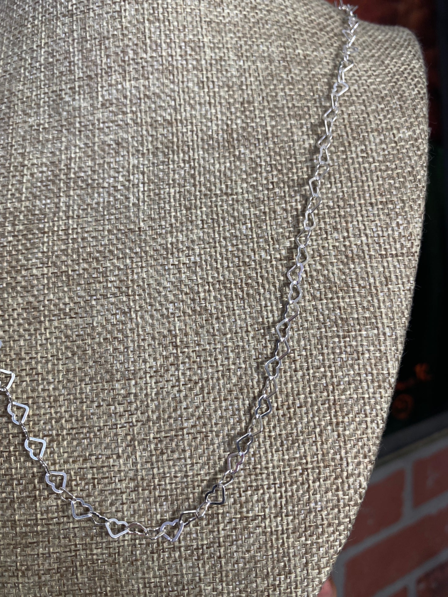 .925 Sterling Silver Heart Link Chain 24”