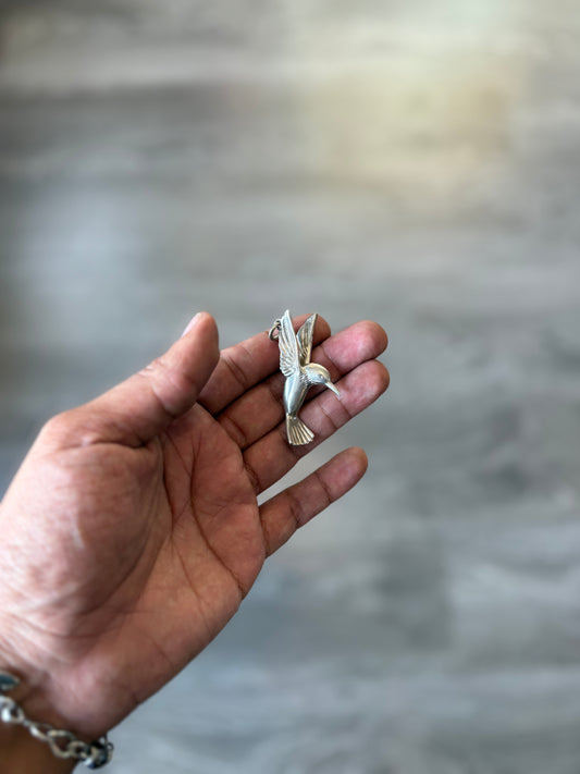 .925 Sterling silver pendant solid hummingbird