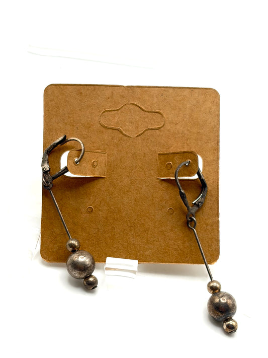 .925 Sterling Silver Modernist Ball Drop Earrings
