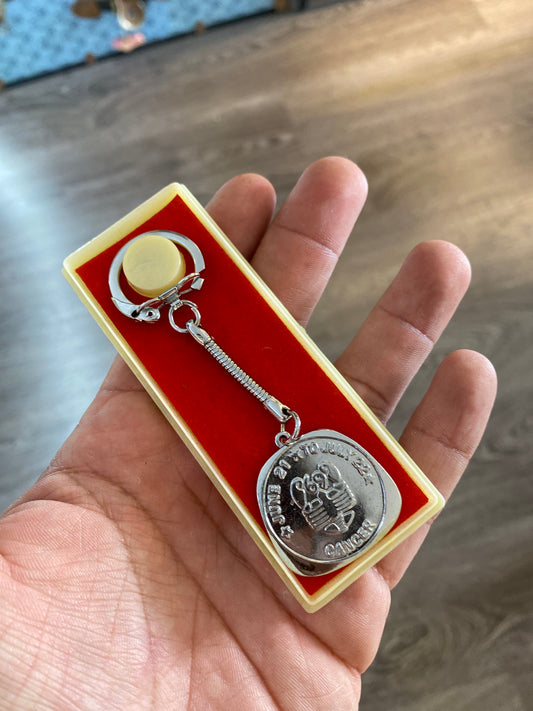 Vintage Novelty Silver Tone Cancer Zodiac Keychain