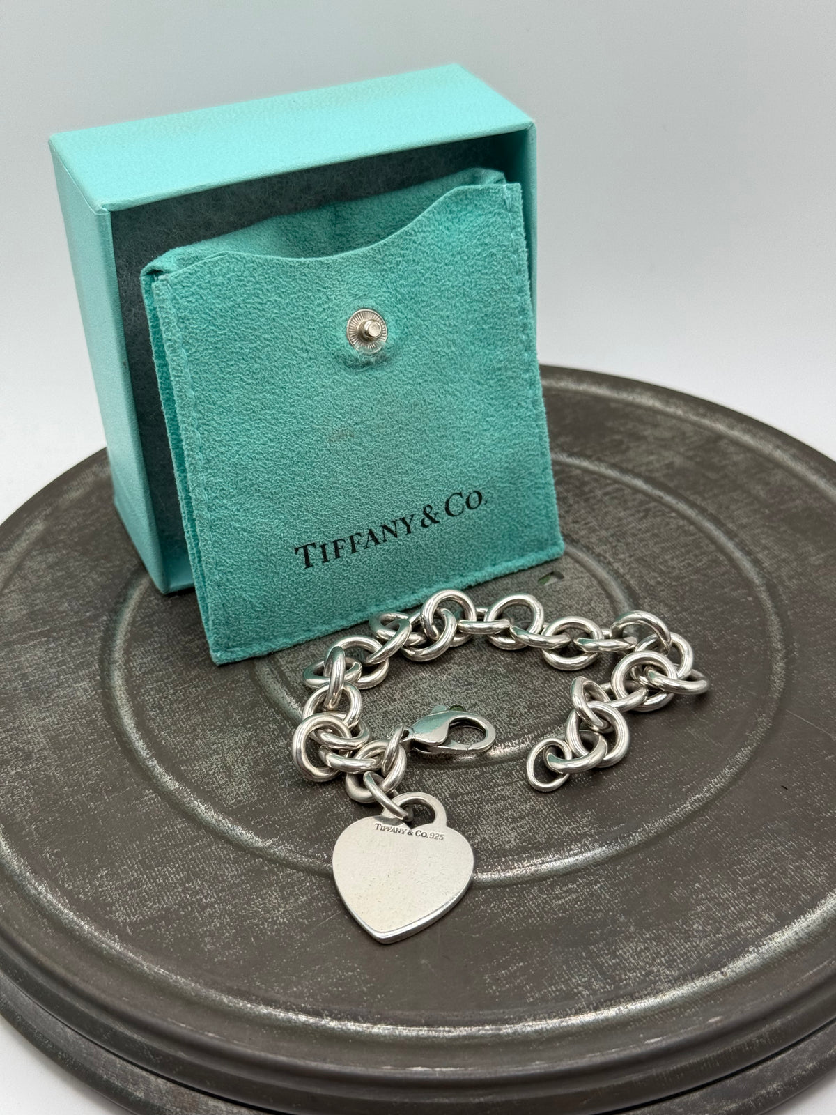 .925 Sterling silver Tiffany and Co. heart bracelet 7.5”