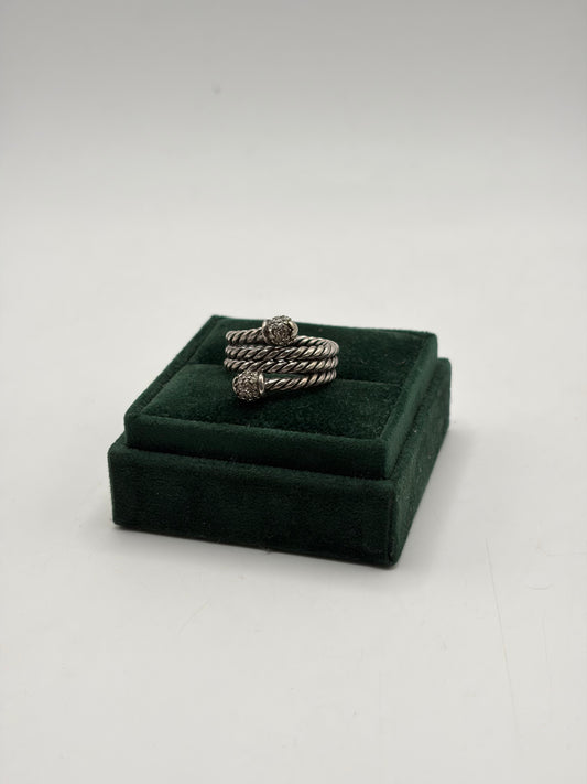 .925 Sterling Silver Cable Twist CZ Wrap Ring Size 9