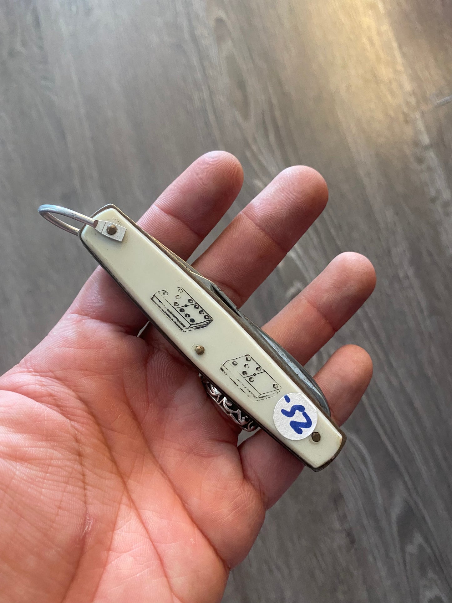 Vintage Dice Army Utility Knife White Black