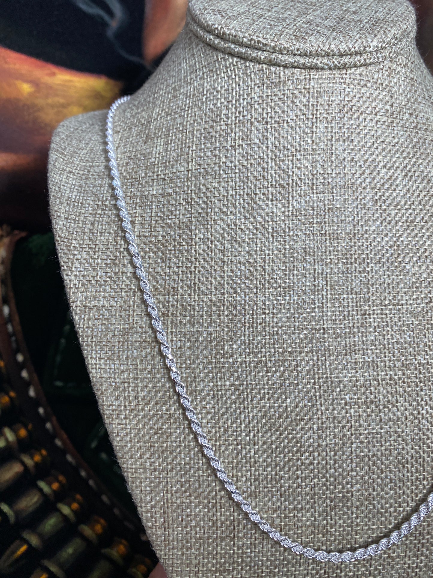 .925 Sterling Silver Solid Rope Chain 26”