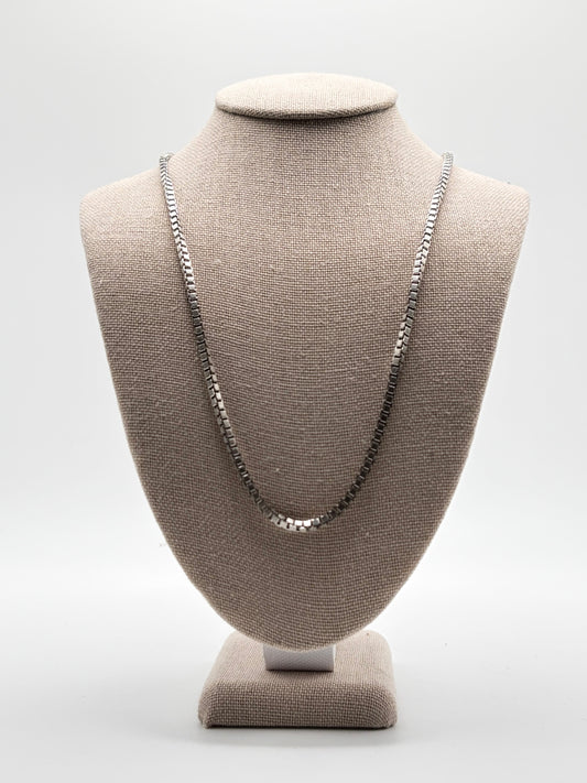 .925 Sterling Silver Box Chain Necklace sz 23in