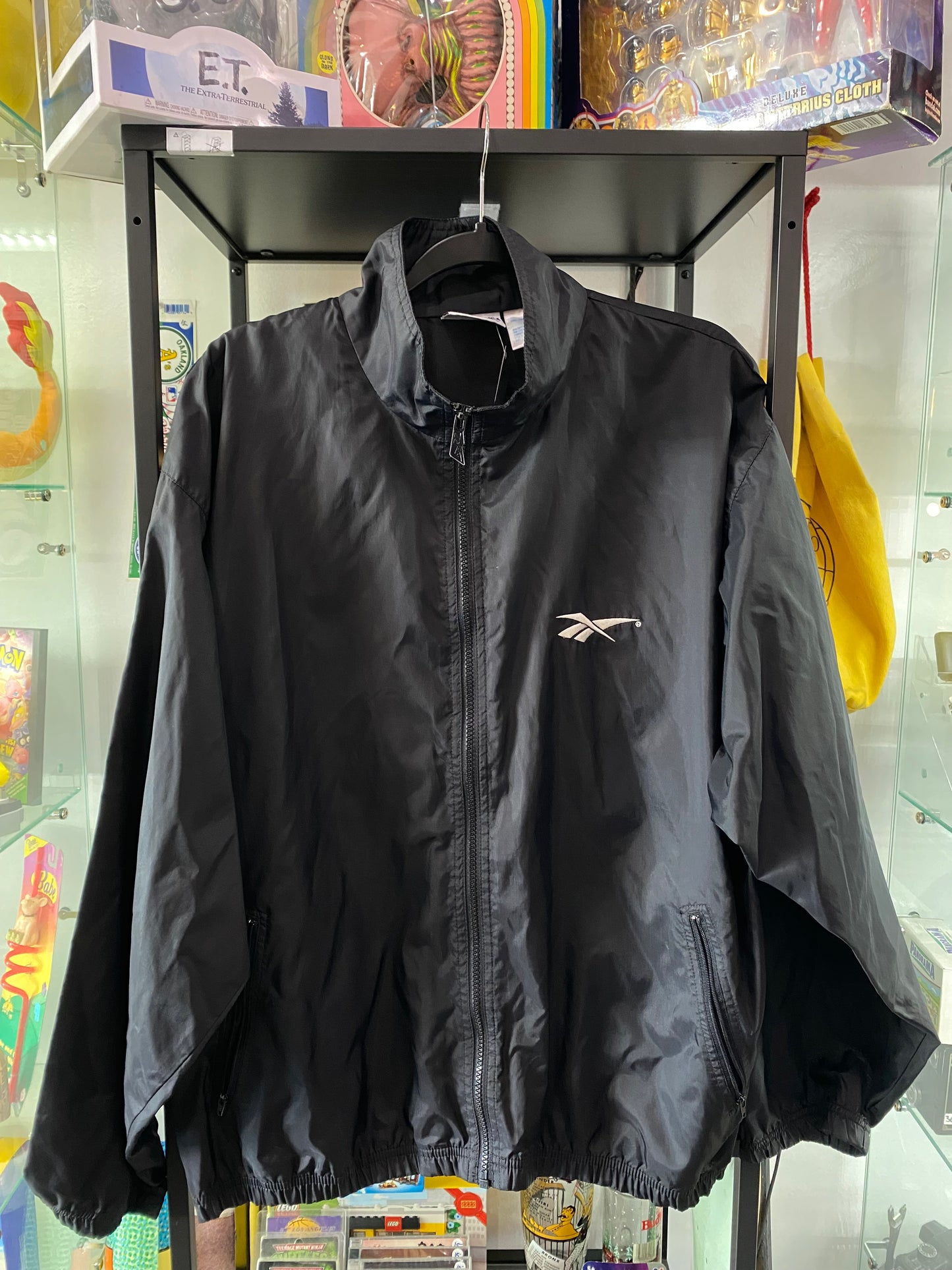 Vintage Reebok Windbreaker Jacket Black Sz Medium
