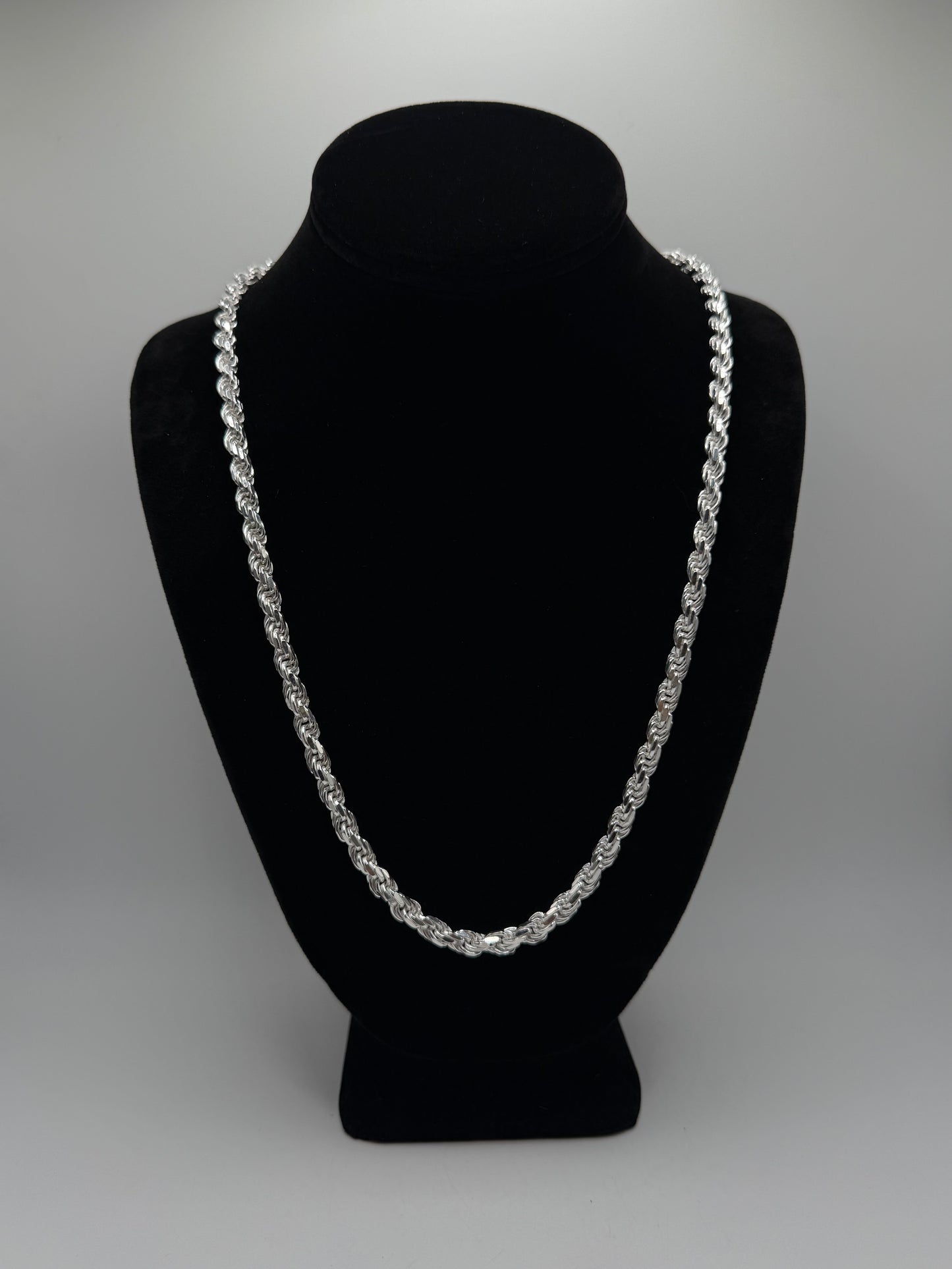 .925 Sterling silver solid thick rope chain 24”