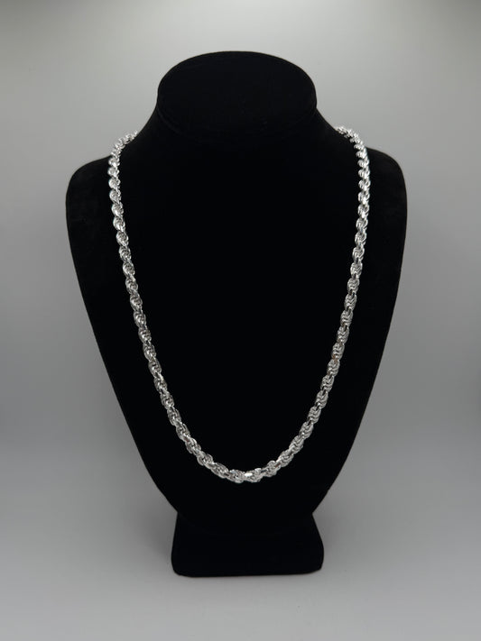 .925 Sterling silver solid thick rope chain 24”