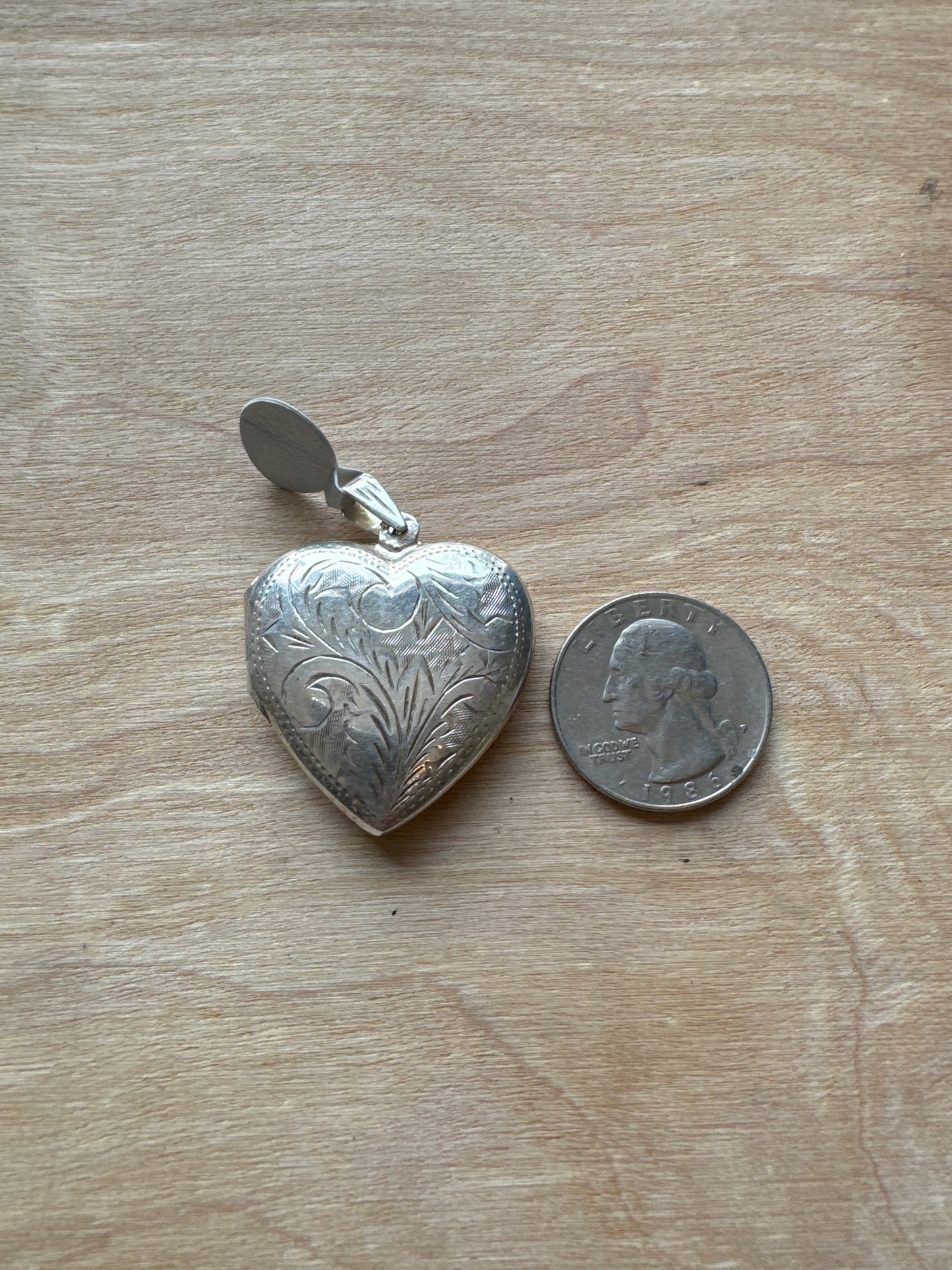 .925 Sterling silver heart locket pendant