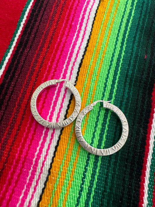 .925 Sterling Silver hoop time earrings