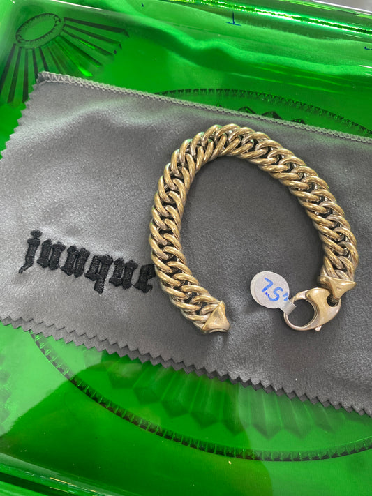 .925 Sterling Silver Rope Two Side Yellow Gold Bracelet 7.5”