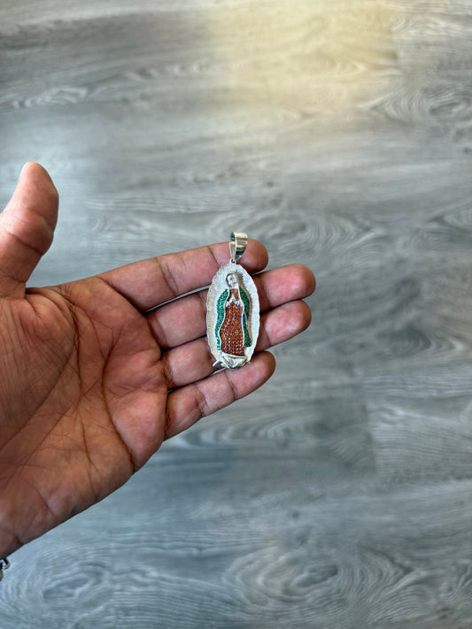 .925 Sterling silver pendant large Virgencita