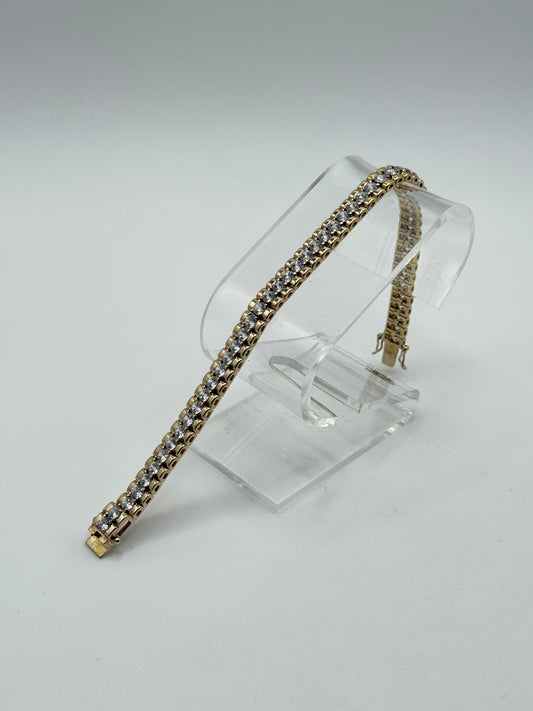 .925 Sterling Silver Gold-Tone CZ Tennis Bracelet sz 7.5in