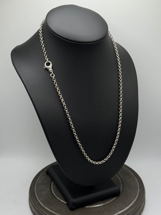 .925 Sterling Silver Round Rolo Link Chain Necklace – Lobster Clasp 22”