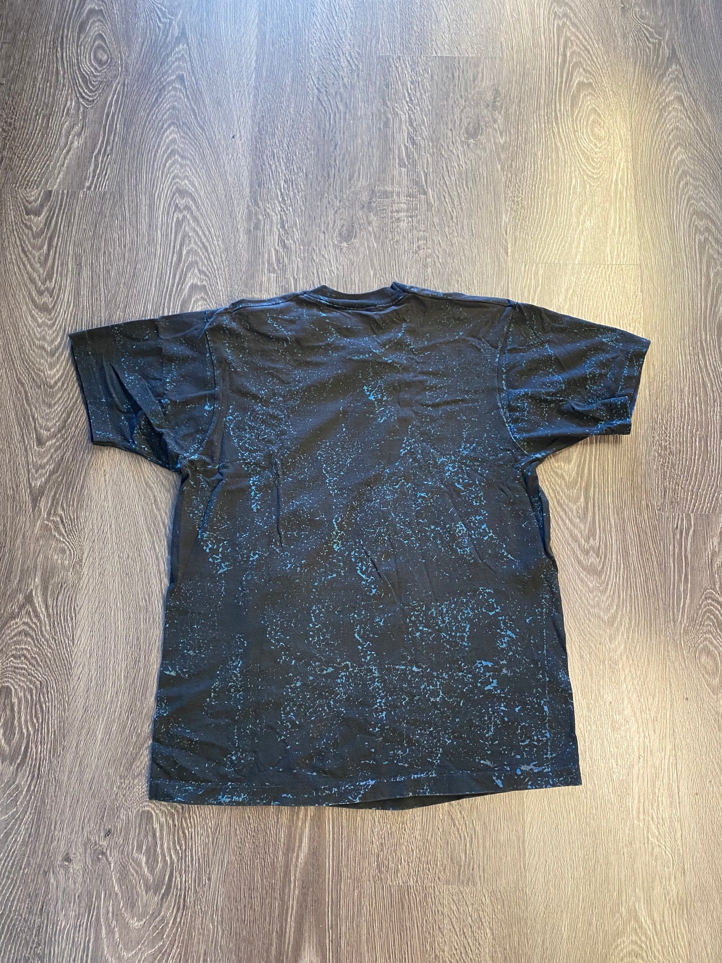 Vintage Y2K Wolves Wolf Pack Stars Mountains AOP T-Shirt Black Sz Large