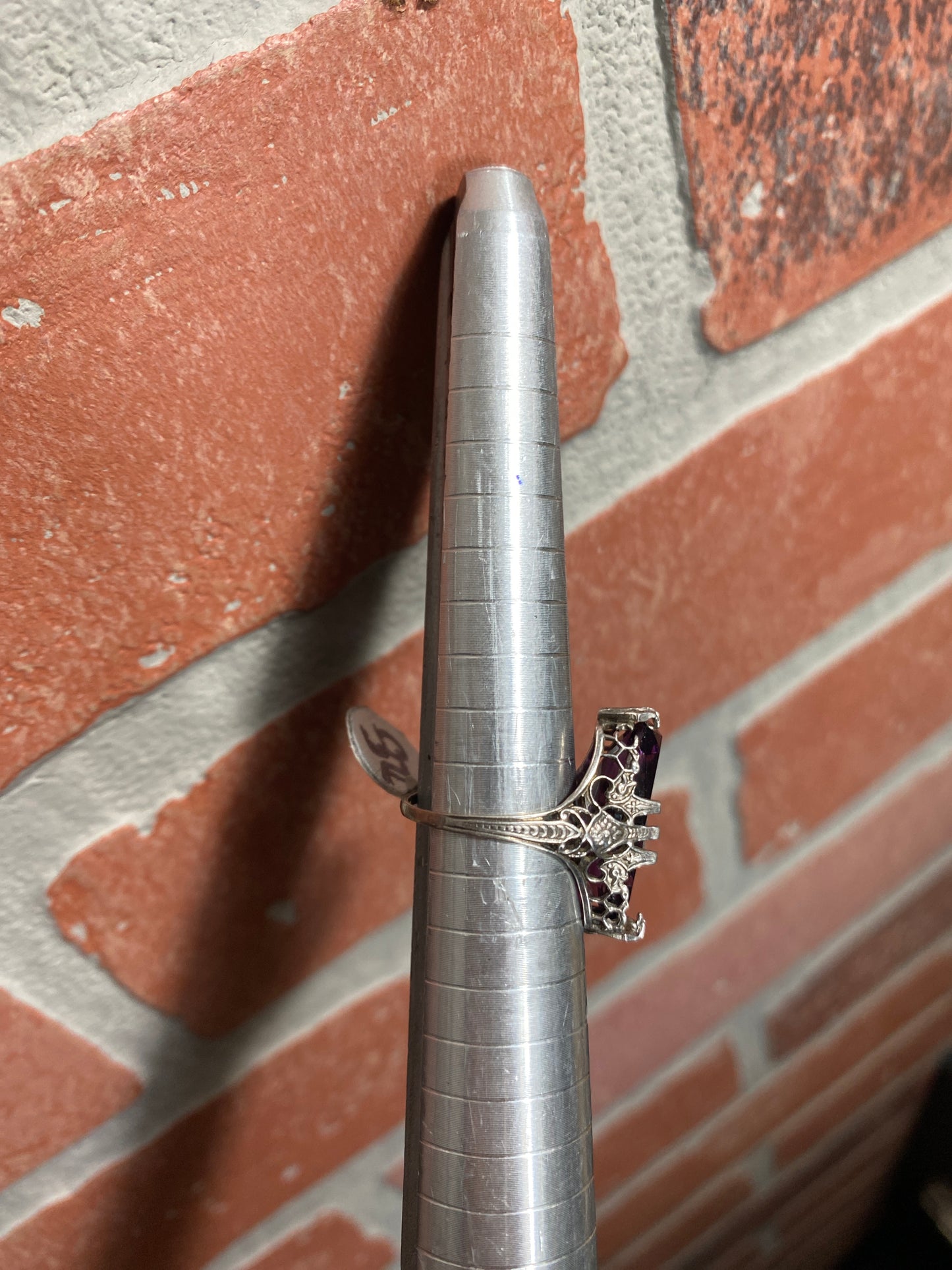 .925 Sterling Silver Amethyst Cocktail Ring Sz 6”