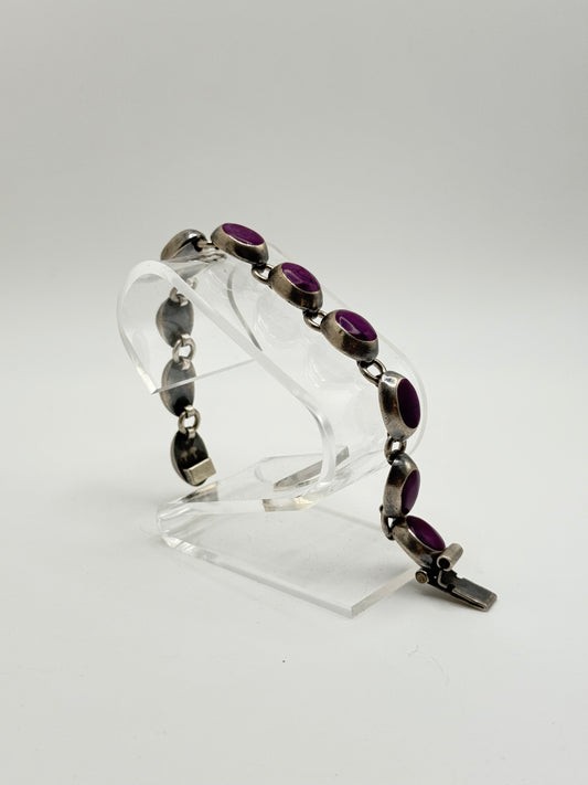 .925 Sterling Silver Beaded Bracelet 7in