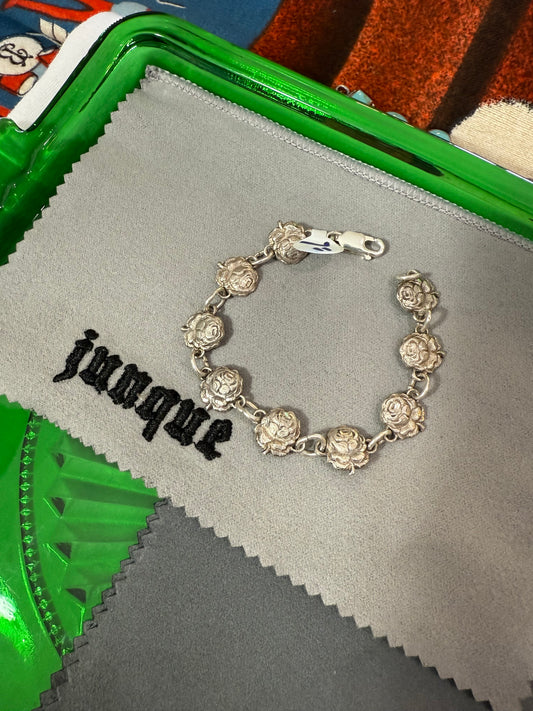 .925 Sterling Silver rose religious saints bracelet 7”