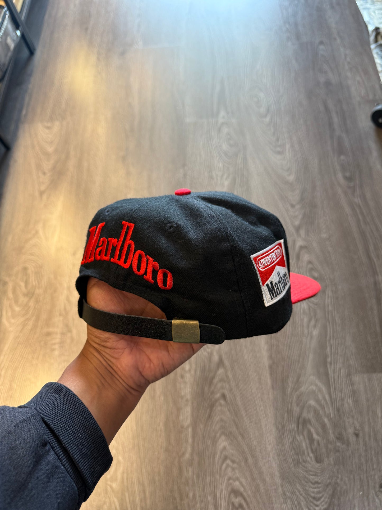 Vintage Marlboro smokes hat leather strap