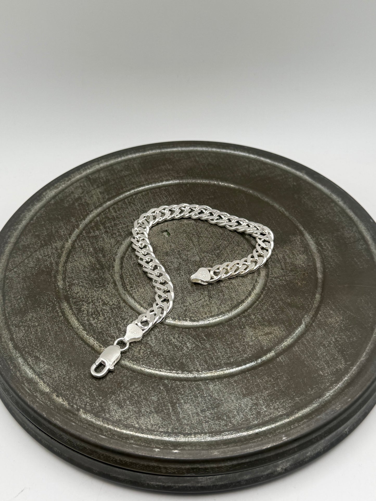 .925 Sterling Silver Double Cuban Bracelet Sz. 8.5”