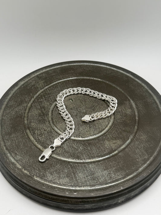 .925 Sterling Silver Double Cuban Bracelet Sz. 8.5”