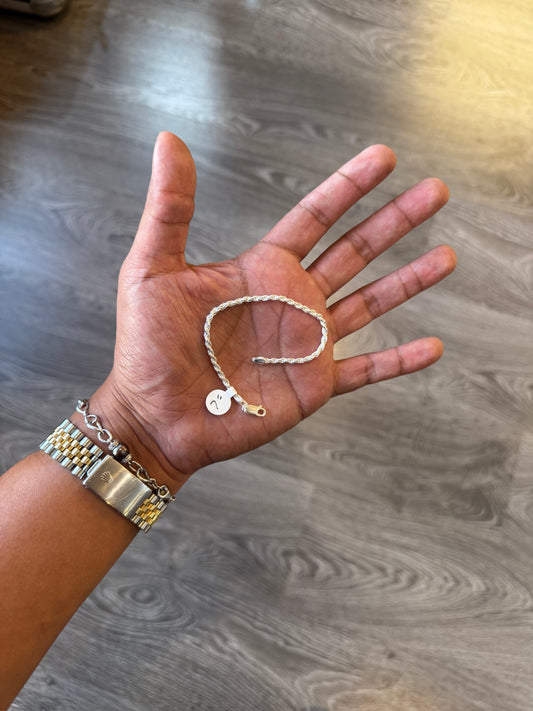 .925 Sterling silver rope bracelet 7”