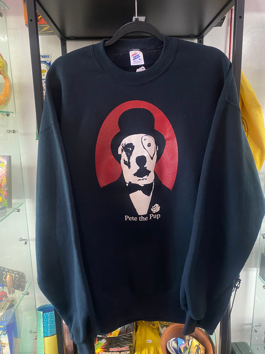 Vintage Little Rascals Pete The Pup Black Crewneck Sz XL