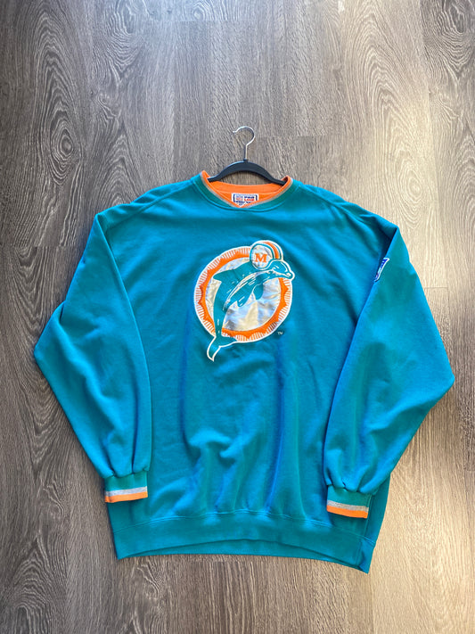 Vintage Starter Proline NFL Miami Dolphins Crewneck Teal Orange Sz XL
