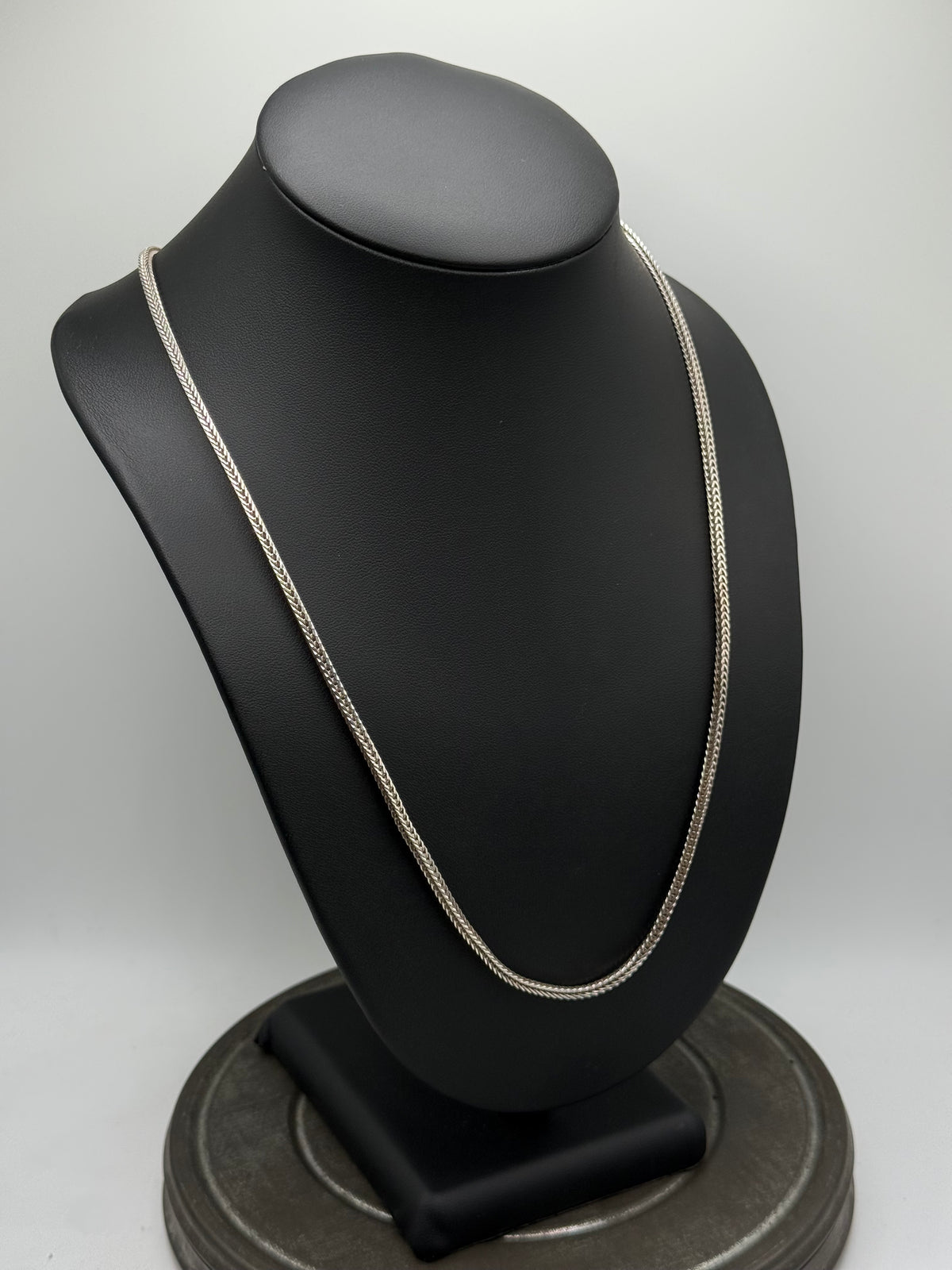 .925 Sterling Silver Vintage Franco Box Chain Necklace – Sleek Woven Design 24”