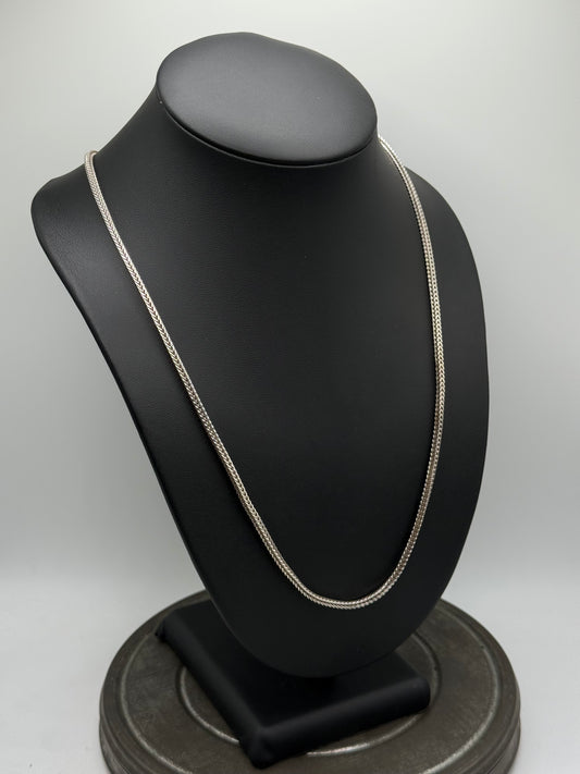 .925 Sterling Silver Vintage Franco Box Chain Necklace – Sleek Woven Design 24”