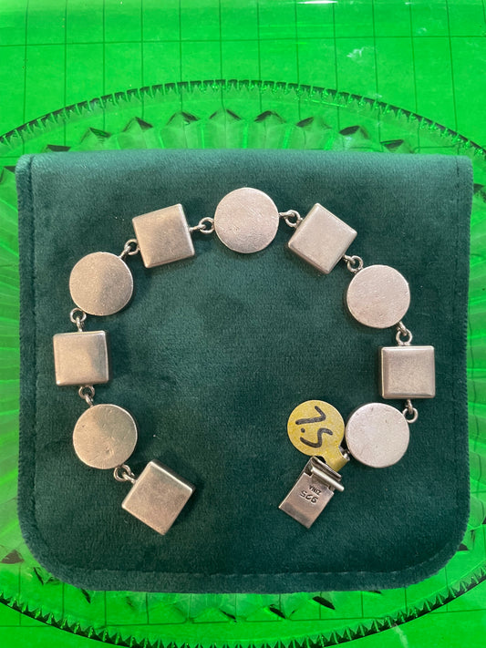 .925 sterling silver solid shapes bracelet 7.5”