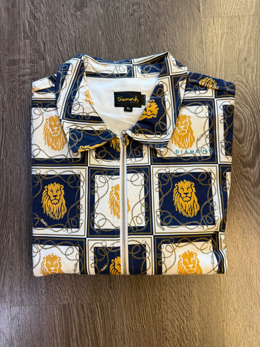 Modelo denim all over print zipper jacket sz. XL