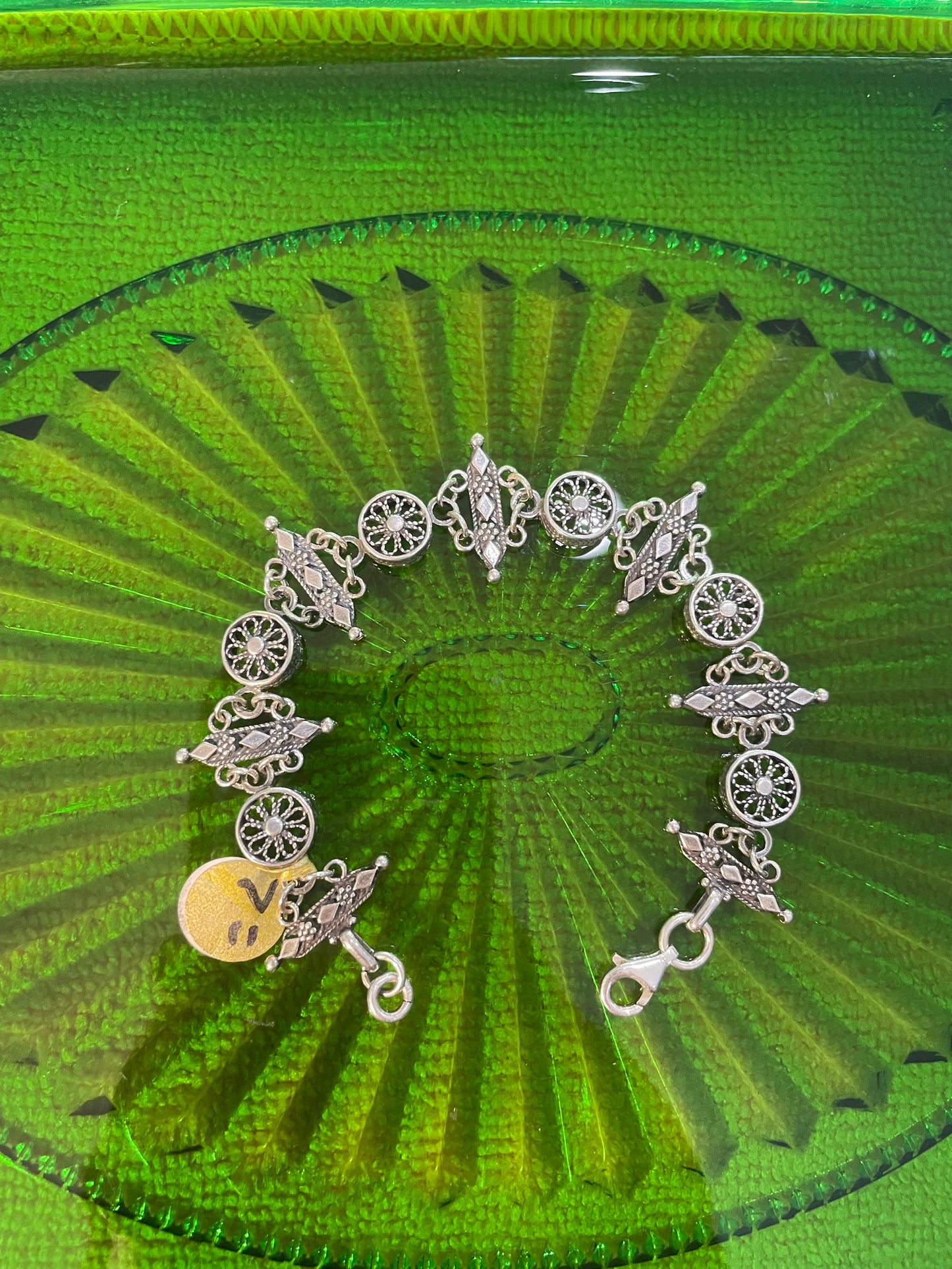 .925 sterling silver gothic bracelet 7”